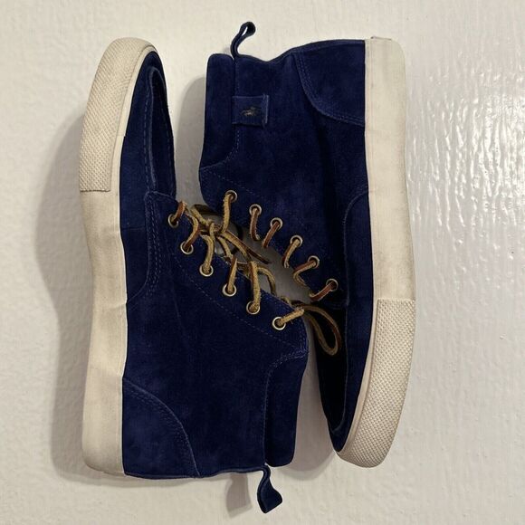 Polo Ralph Lauren Other - RARE Polo Ralph Lauren TEDD SZ‎ 9.5 Blue Calf Suede Leather High Top Shoes